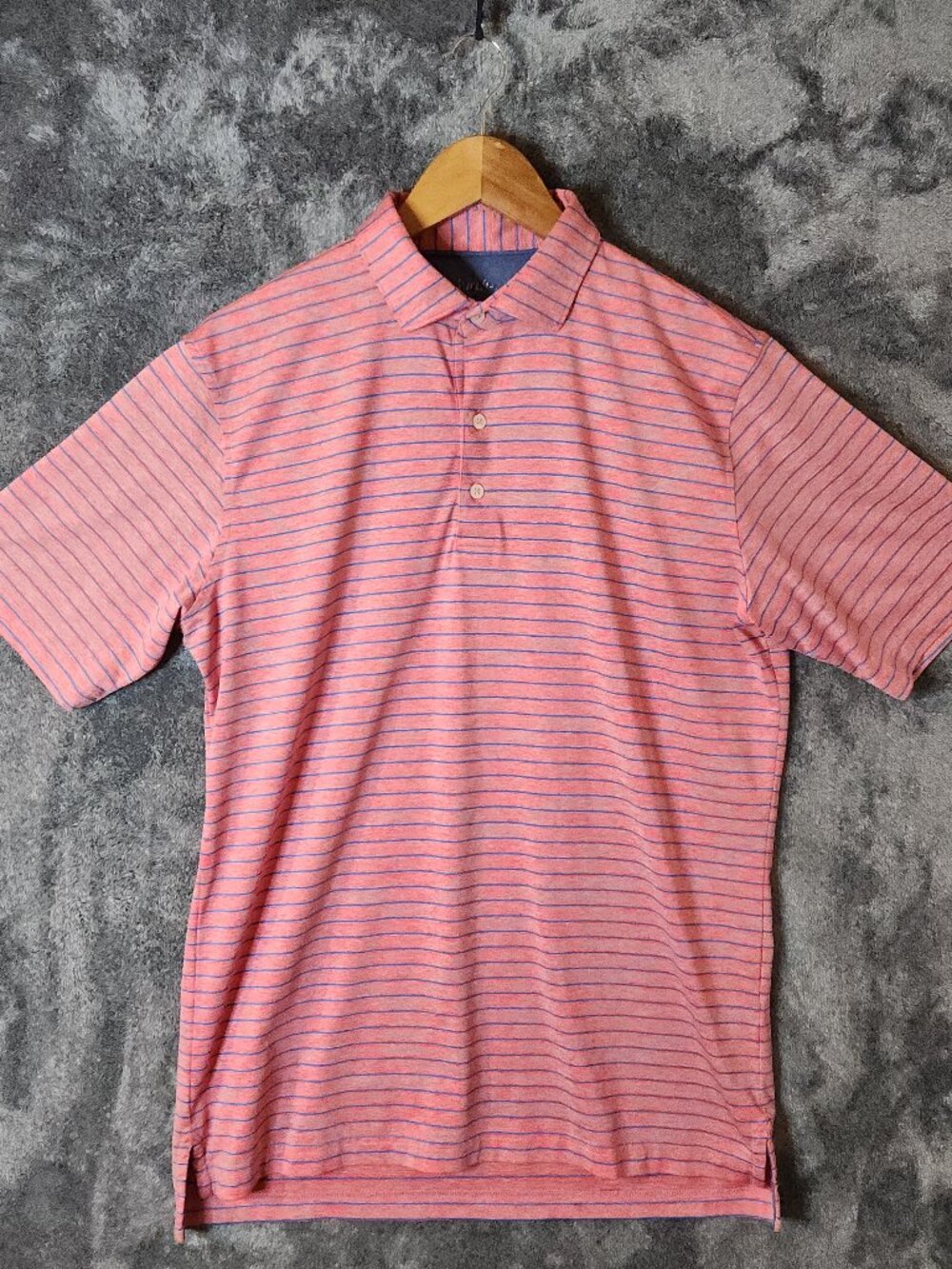 Johnnie O Polo Shirt Mens Medium Pink Blue Pullover Embroidered Golf Outdoor GUC